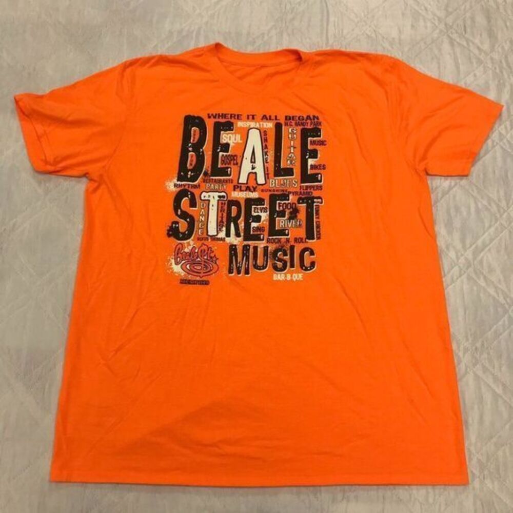 Vintage W.C. Handy Park where it all began Beale Street orange T shirt XL